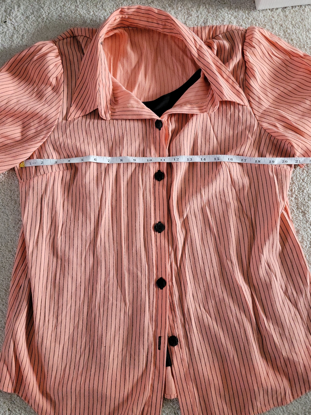 Women's Peach Pink Striped Button-Front Top